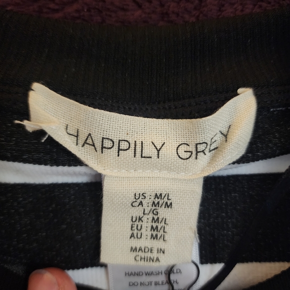 Happily Grey  Black and White  stripped top size Medium / large - Picture 2 of 3